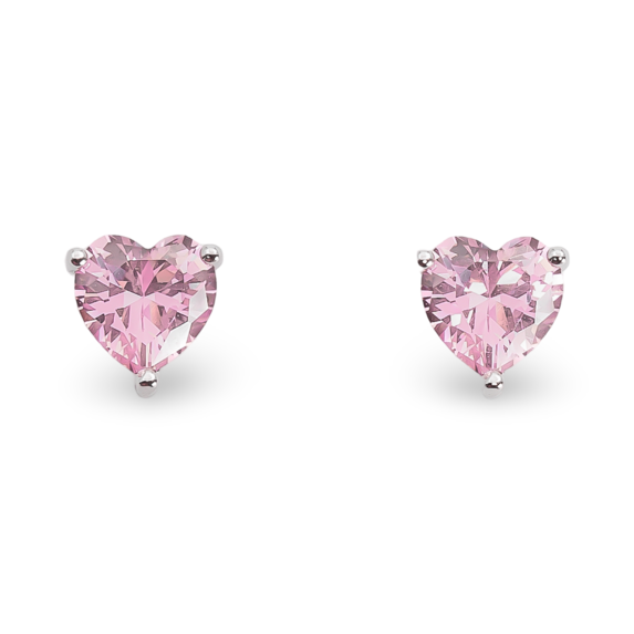 Серьги из серебра с цирконием в форме сердца